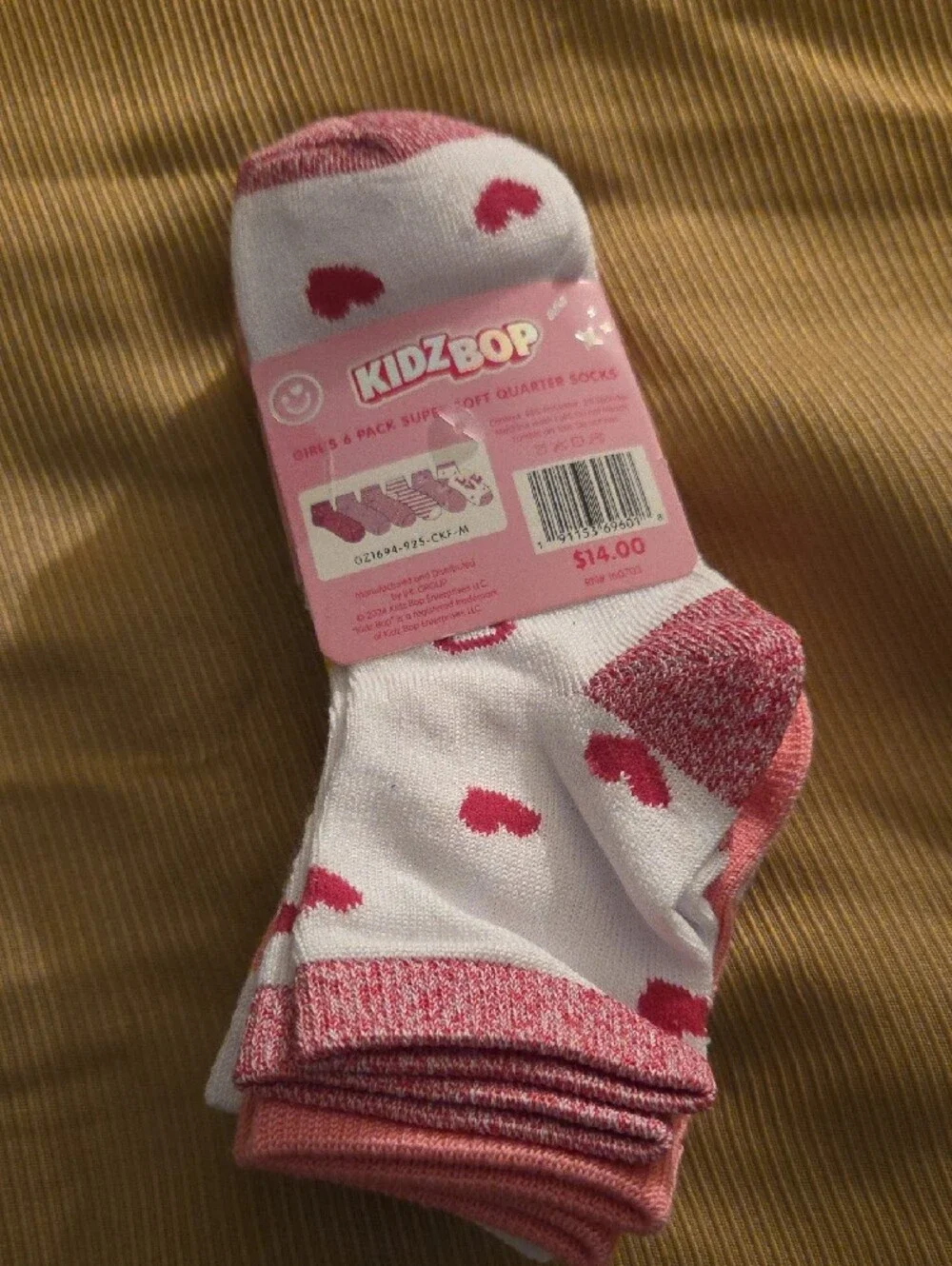 Kidz Bop Girls' Pink Quarter Socks - 6 Pack